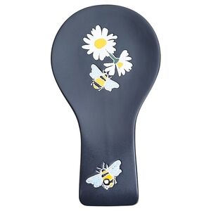 Spectrum Designz Blue-Winged Bees Black Spoon Rest With Daisies
